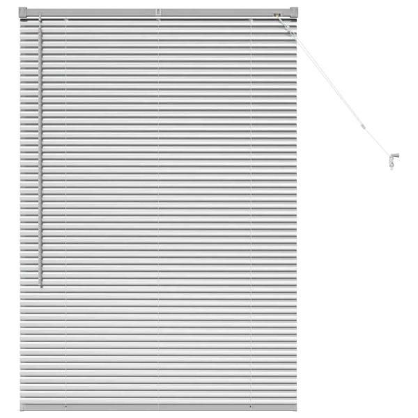 Fenster Jalousie mit Vorhängen Silber 80 x 130 cm Aluminium