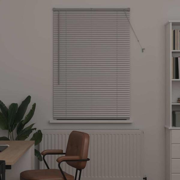 Fenster Jalousie mit Vorhängen Silber 80 x 130 cm Aluminium