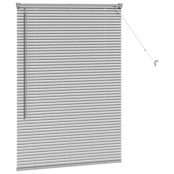 Fenster Jalousie mit Vorhängen Silber 80 x 130 cm Aluminium