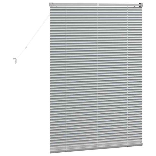 Fenster Jalousie mit Vorhängen Silber 80 x 130 cm Aluminium