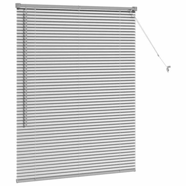 Fenster Jalousie mit Vorhängen Silber 105 x 130 cm Aluminium