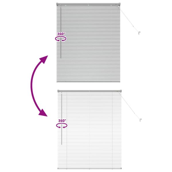 Fenster Jalousie mit Vorhängen Silber 105 x 130 cm Aluminium