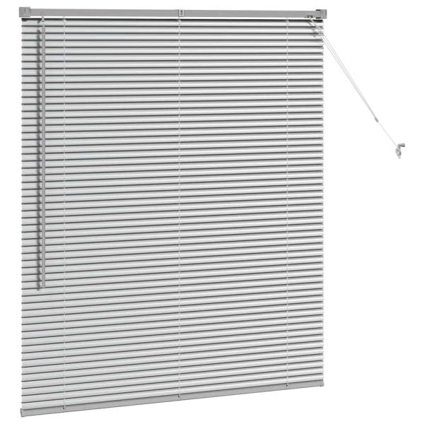 Fenster Jalousie mit Vorhängen Silber 80 x 130 cm Aluminium