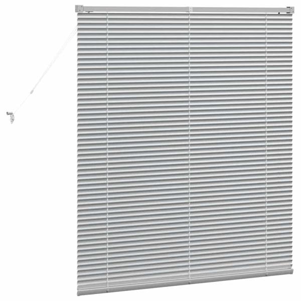 Fenster Jalousie mit Vorhängen Silber 80 x 130 cm Aluminium