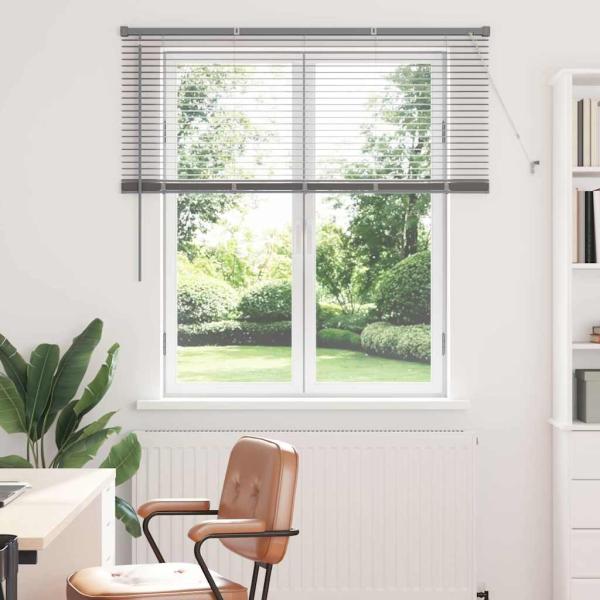 ARDEBO.de - Fenster Jalousie mit Vorhängen Silber 130 x 130 cm Aluminium