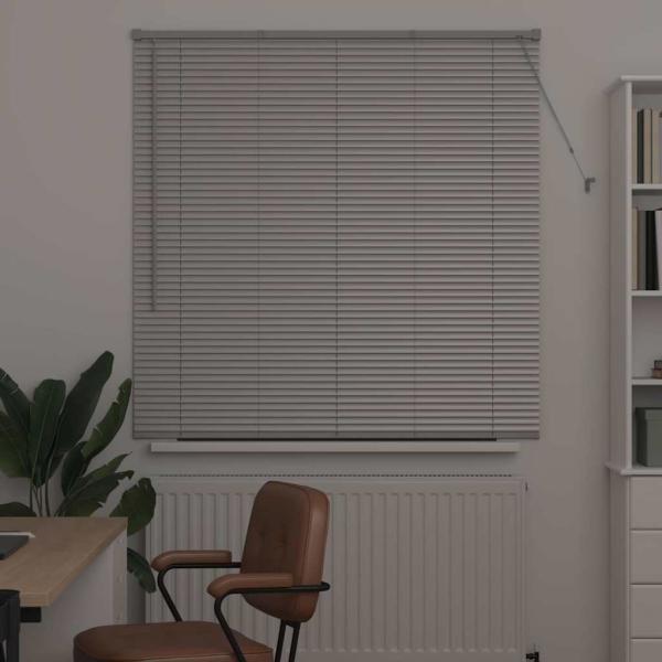Fenster Jalousie mit Vorhängen Silber 130 x 130 cm Aluminium