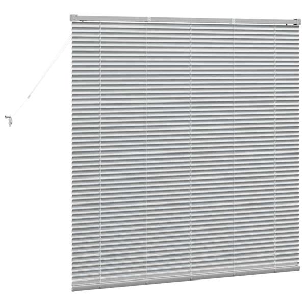 Fenster Jalousie mit Vorhängen Silber 80 x 130 cm Aluminium