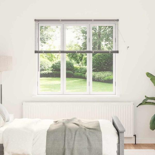 ARDEBO.de - Fenster Jalousie mit Vorhängen Silber 80 x 130 cm Aluminium