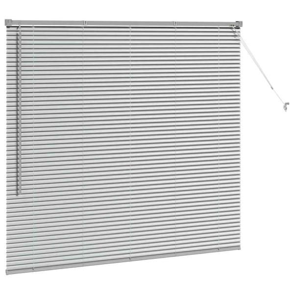 Fenster Jalousie mit Vorhängen Silber 80 x 130 cm Aluminium