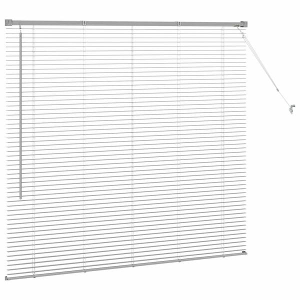 Fenster Jalousie mit Vorhängen Silber 80 x 130 cm Aluminium