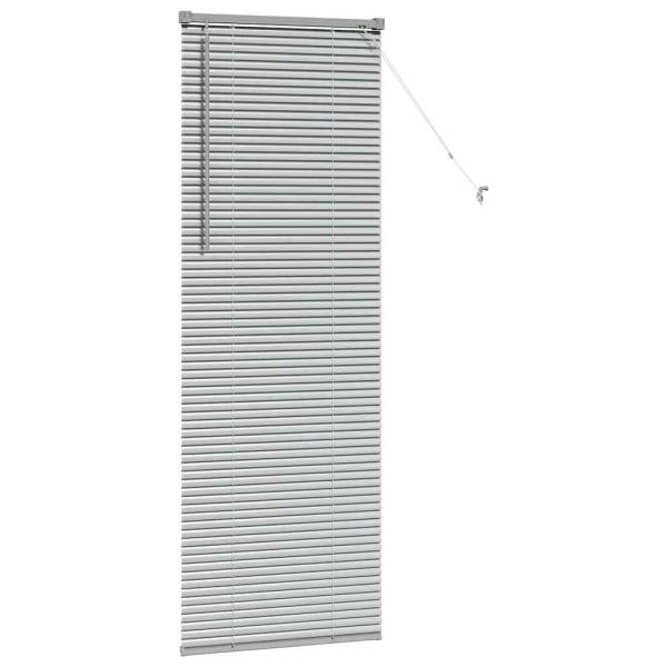 Fenster Jalousie mit Vorhängen Silber 80 x 130 cm Aluminium