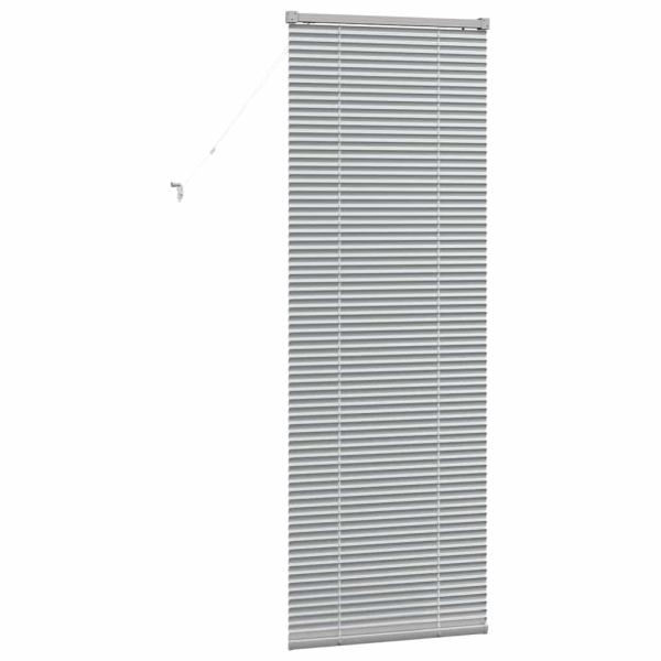 Fenster Jalousie mit Vorhängen Silber 80 x 130 cm Aluminium