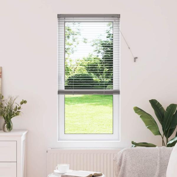 ARDEBO.de - Fenster Jalousie mit Vorhängen Silber 80 x 130 cm Aluminium