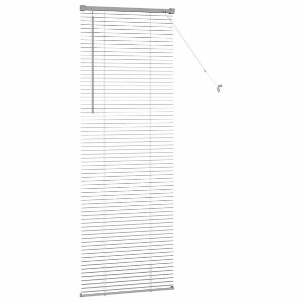 Fenster Jalousie mit Vorhängen Silber 80 x 130 cm Aluminium