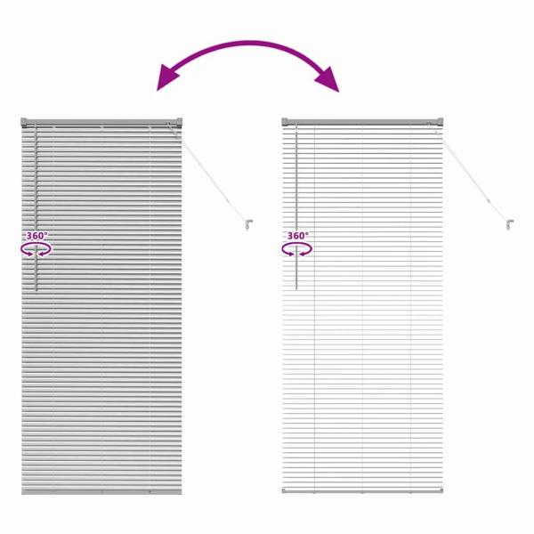Fenster Jalousie mit Vorhängen Silber 80 x 130 cm Aluminium