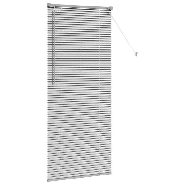 Fenster Jalousie mit Vorhängen Silber 80 x 130 cm Aluminium