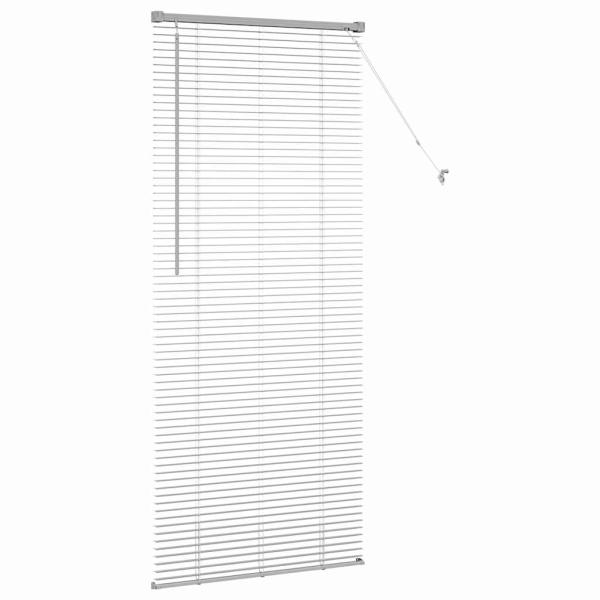 Fenster Jalousie mit Vorhängen Silber 80 x 130 cm Aluminium
