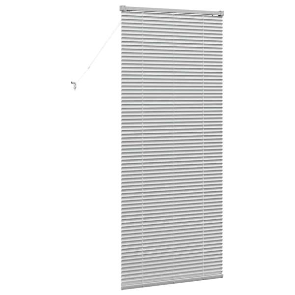 Fenster Jalousie mit Vorhängen Silber 80 x 130 cm Aluminium