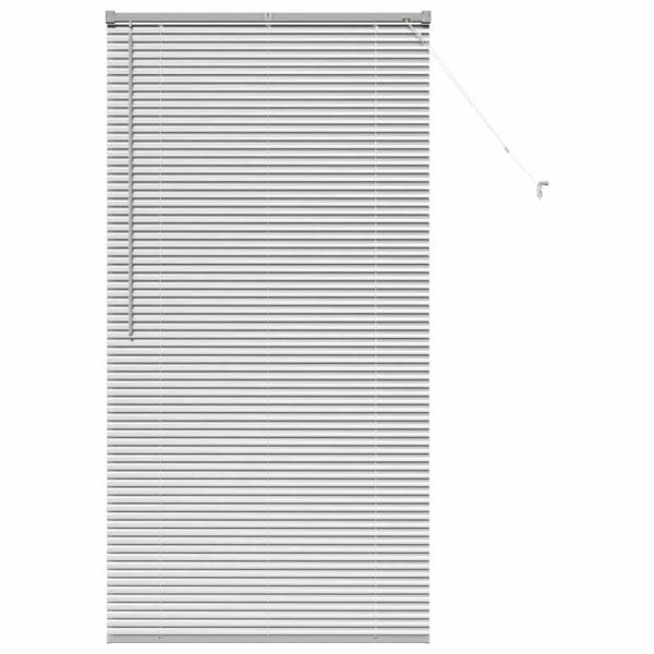 Fenster Jalousie mit Vorhängen Silber 80 x 130 cm Aluminium
