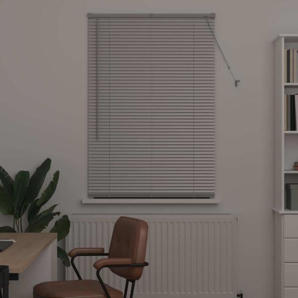 Fenster Jalousie mit Vorhängen Silber 80 x 130 cm Aluminium