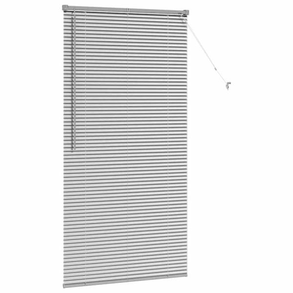 Fenster Jalousie mit Vorhängen Silber 80 x 130 cm Aluminium