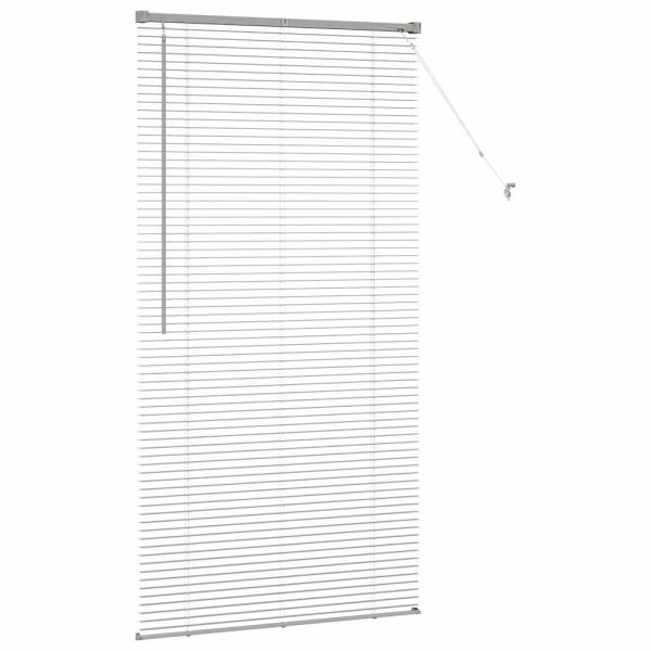 Fenster Jalousie mit Vorhängen Silber 80 x 130 cm Aluminium