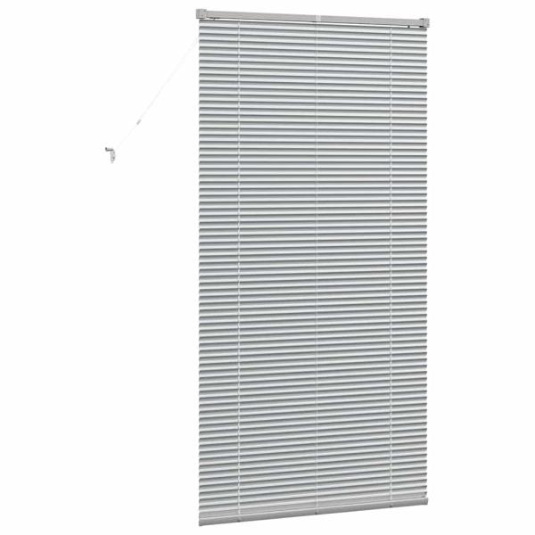 Fenster Jalousie mit Vorhängen Silber 80 x 130 cm Aluminium