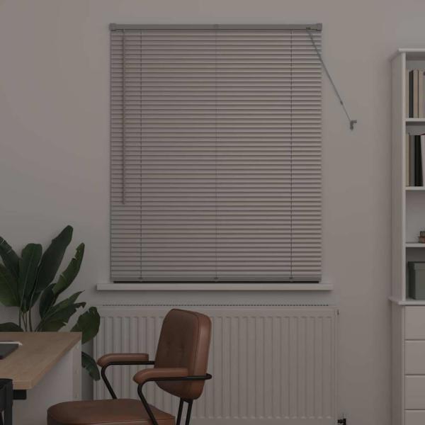 Fenster Jalousie mit Vorhängen Sonstiges Silber 105 x 175 cm Aluminium