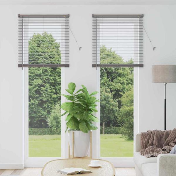 ARDEBO.de - Fenster Jalousie mit Vorhängen Sonstiges Silber 80 x 130 cm Aluminium