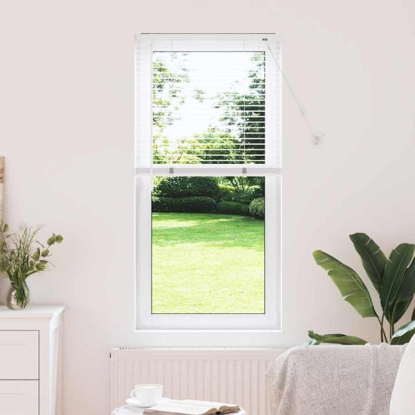 ARDEBO.de - Fenster Jalousie mit Vorhängen Sonstiges Weiß 80 x 130 cm Aluminium