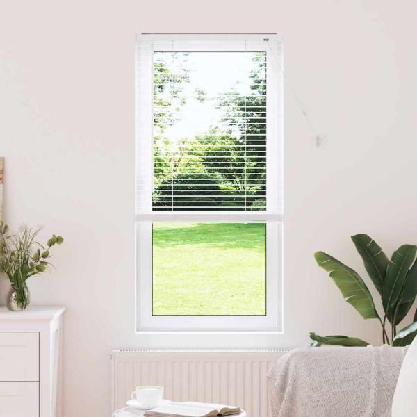 ARDEBO.de - Fenster Jalousie mit Vorhängen Sonstiges Weiß 80 x 130 cm Aluminium