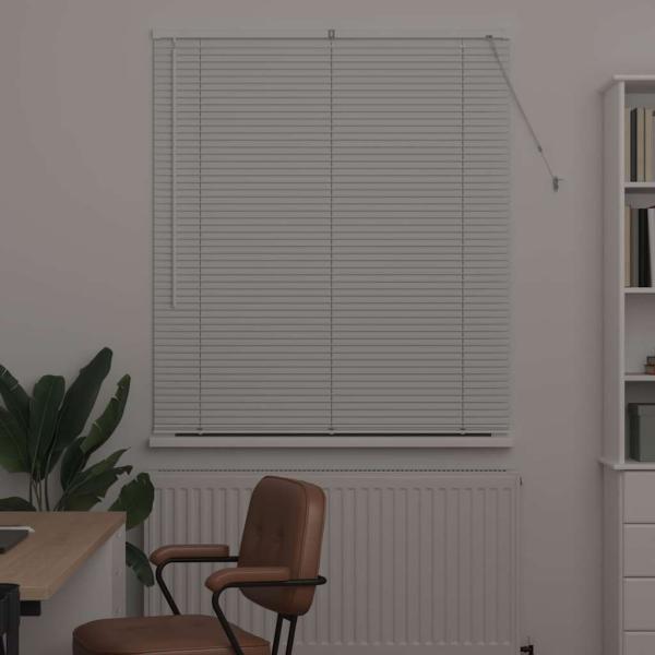 Fenster Jalousie mit Vorhängen Sonstiges Weiß 120 x 175 cm Aluminium
