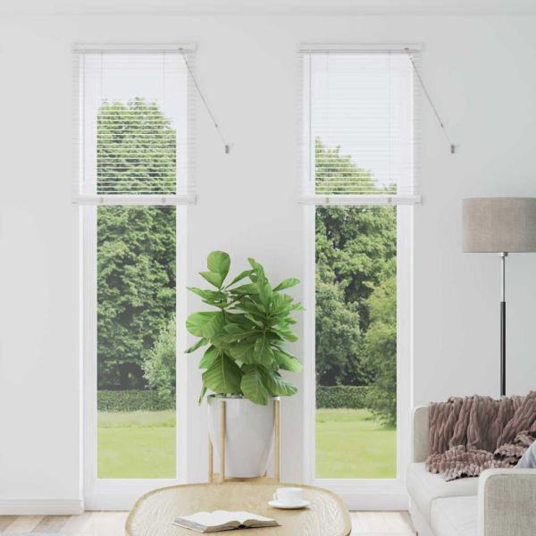ARDEBO.de - Fenster Jalousie mit Vorhängen Sonstiges Weiß 80 x 130 cm Aluminium