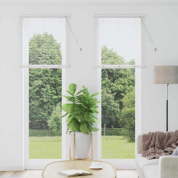ARDEBO.de - Fenster Jalousie mit Vorhängen Sonstiges Weiß 80 x 130 cm Aluminium
