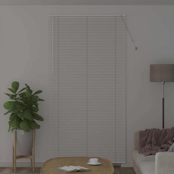 Fenster Jalousie mit Vorhängen Sonstiges Weiß 120 x 220 cm Aluminium