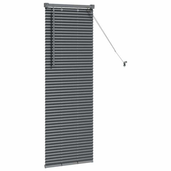 Fenster Jalousie mit Vorhängen Sonstiges Dunkelgrau 80 x 130 cm Aluminium
