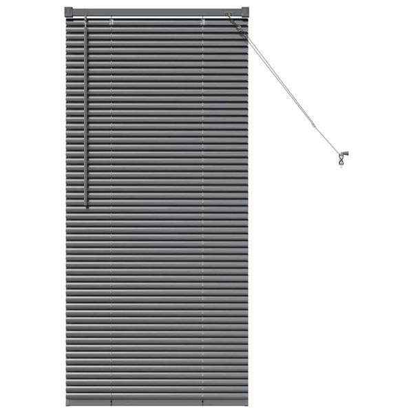 Fenster Jalousie mit Vorhängen Sonstiges Dunkelgrau 60 x 130 cm Aluminium