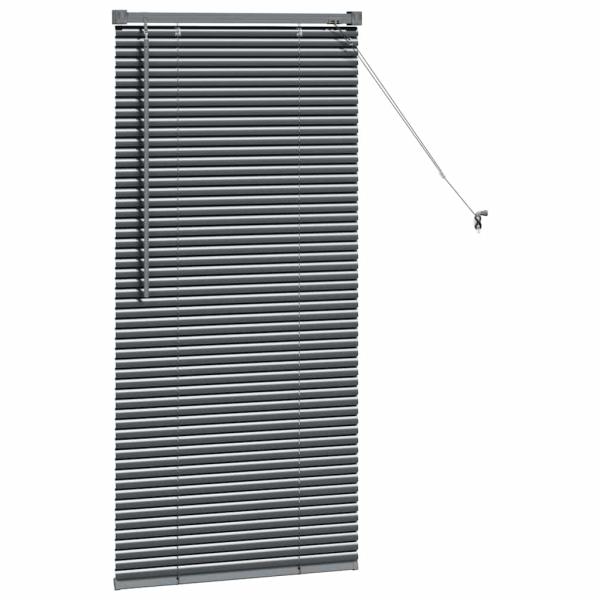 Fenster Jalousie mit Vorhängen Sonstiges Dunkelgrau 60 x 130 cm Aluminium