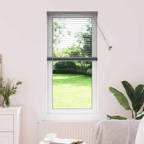 ARDEBO.de - Fenster Jalousie mit Vorhängen Sonstiges Dunkelgrau 80 x 130 cm Aluminium