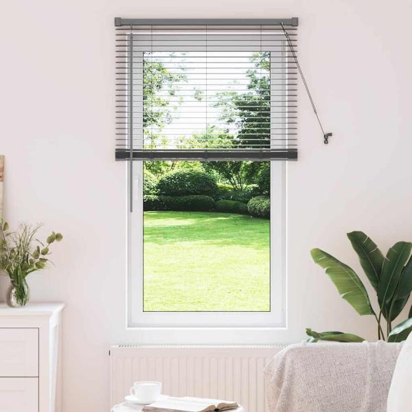 ARDEBO.de - Fenster Jalousie mit Vorhängen Sonstiges Dunkelgrau 80 x 130 cm Aluminium