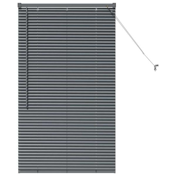 Fenster Jalousie mit Vorhängen Sonstiges Dunkelgrau 80 x 130 cm Aluminium