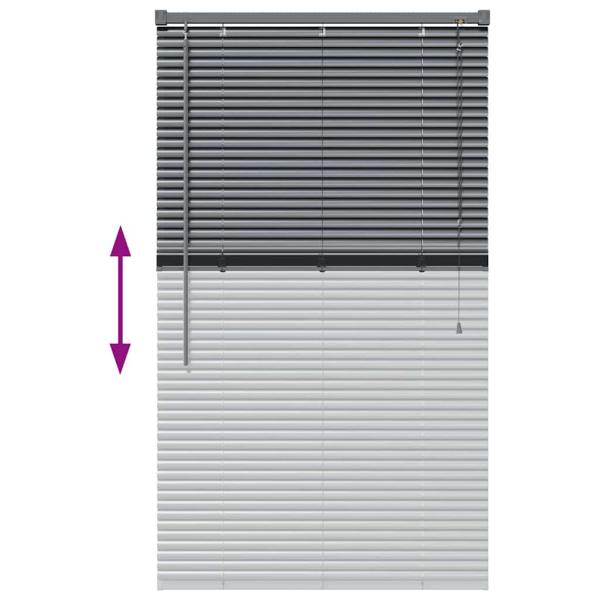 Fenster Jalousie mit Vorhängen Sonstiges Dunkelgrau 80 x 130 cm Aluminium