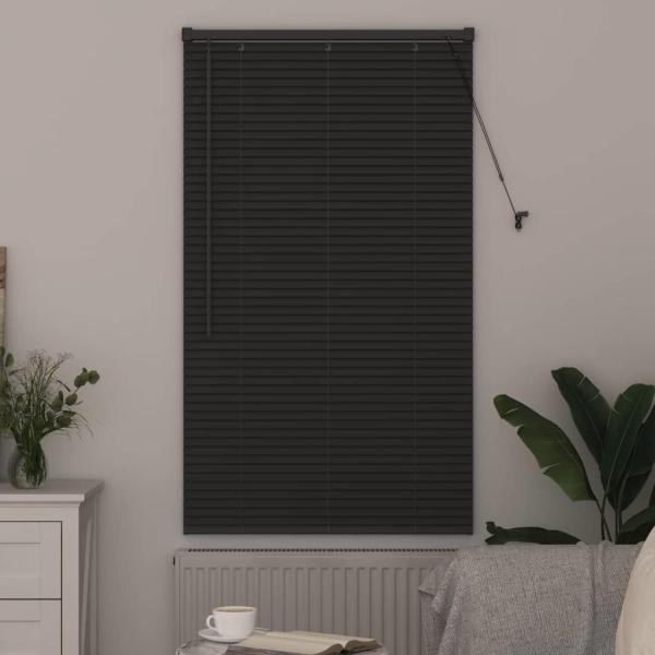Fenster Jalousie mit Vorhängen Sonstiges Dunkelgrau 80 x 130 cm Aluminium