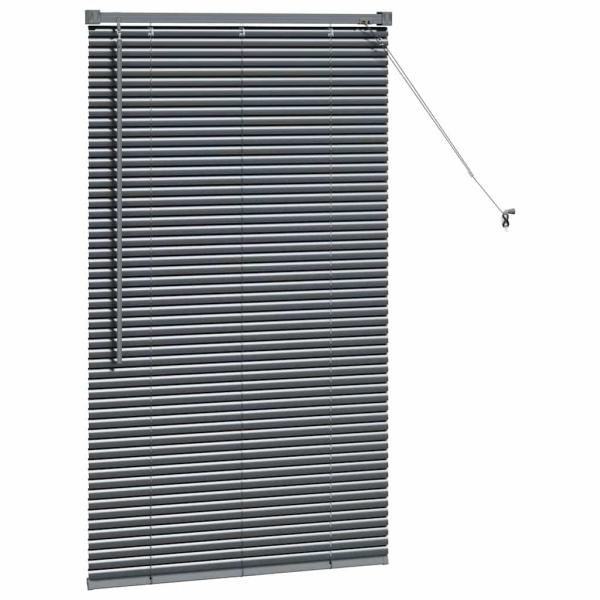 Fenster Jalousie mit Vorhängen Sonstiges Dunkelgrau 80 x 130 cm Aluminium