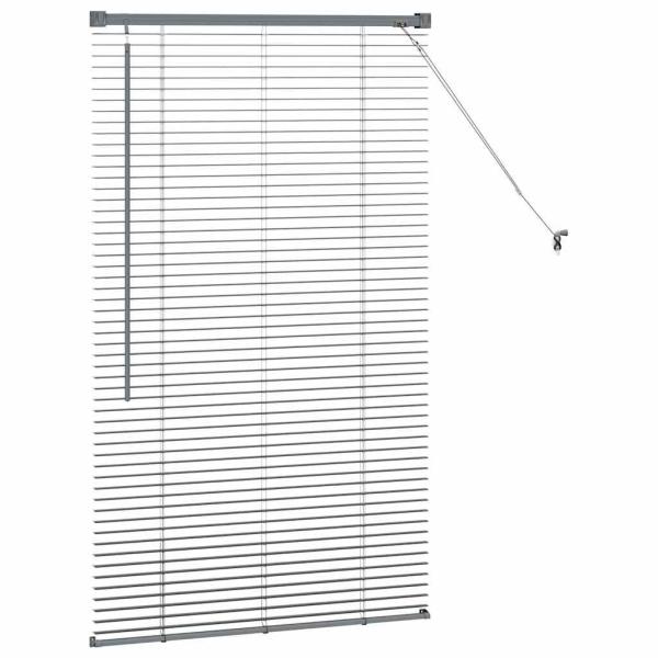 Fenster Jalousie mit Vorhängen Sonstiges Dunkelgrau 80 x 130 cm Aluminium