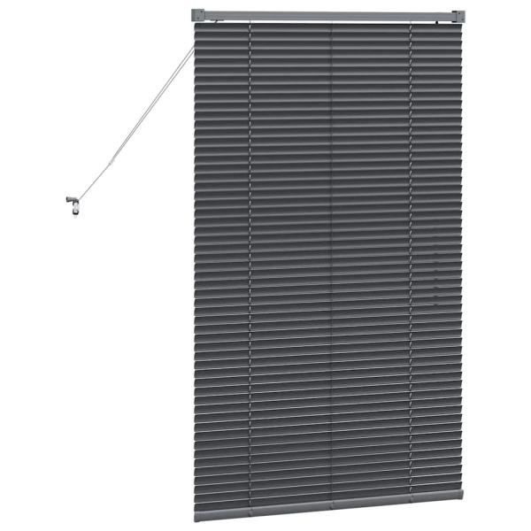 Fenster Jalousie mit Vorhängen Sonstiges Dunkelgrau 80 x 130 cm Aluminium
