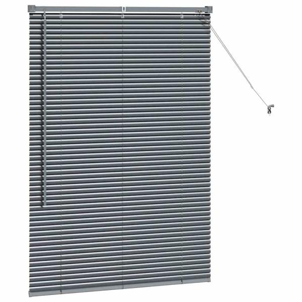 Fenster Jalousie mit Vorhängen Sonstiges Dunkelgrau 80 x 130 cm Aluminium