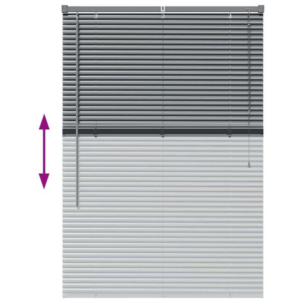 Fenster Jalousie mit Vorhängen Sonstiges Dunkelgrau 80 x 130 cm Aluminium
