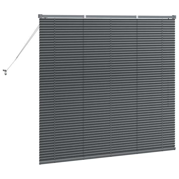 Fenster Jalousie mit Vorhängen Sonstiges Dunkelgrau 80 x 130 cm Aluminium