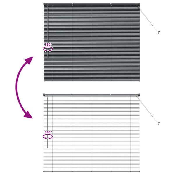 Fenster Jalousie mit Vorhängen Sonstiges Dunkelgrau 80 x 130 cm Aluminium
